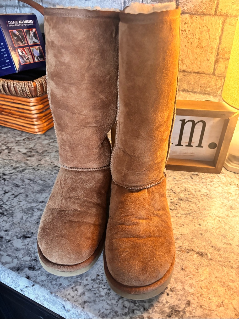 UGG Women's Cozy Tall Shearling-Lined Slippers in Chestnut